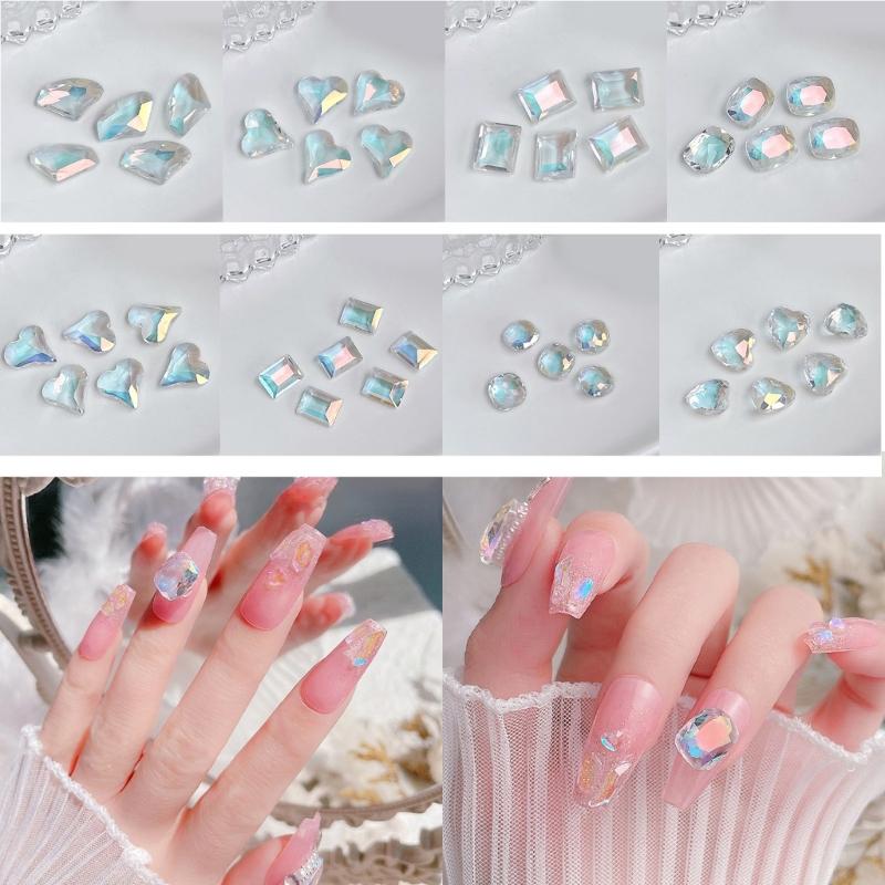 10Pcs Luxury 3D Nail Art Crafts Rhinestones Charms DIY Nail Designs Crystal Gems Dangle Manicure Nail Jewelry Diamonds