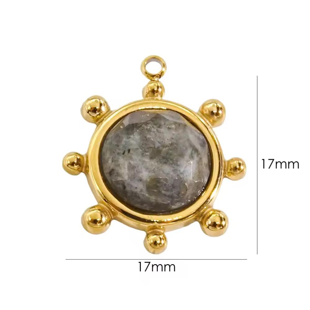 CARLIDANA Sun Shape Diy Jewelry Pendant Colorful Natural Stone Inlaid Stainless Steel Necklace Accessories Charms for Women