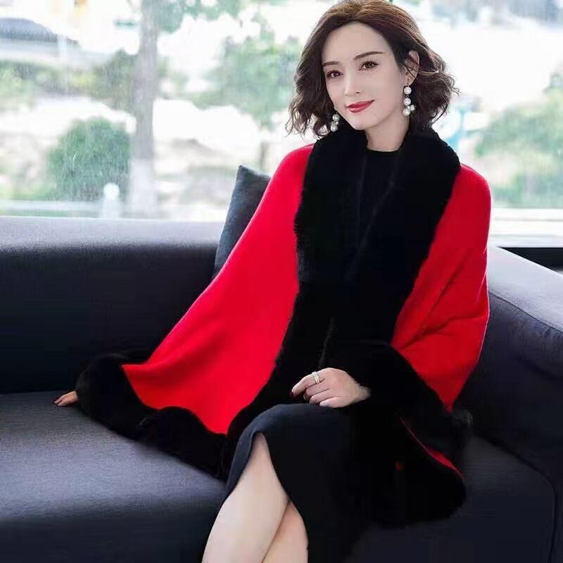 2024 Winter Elegant Loose Batwing Cloak: Fashionable Solid Color Short Shawl for Moms