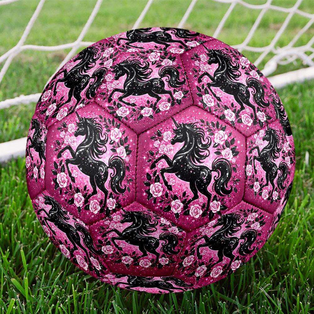 1 Stück Einhorn Funkeln Garten Thema Fußball, Größe 5, Leichtes PVC, Outdoor Trainingsfußball, Geschenk c6513