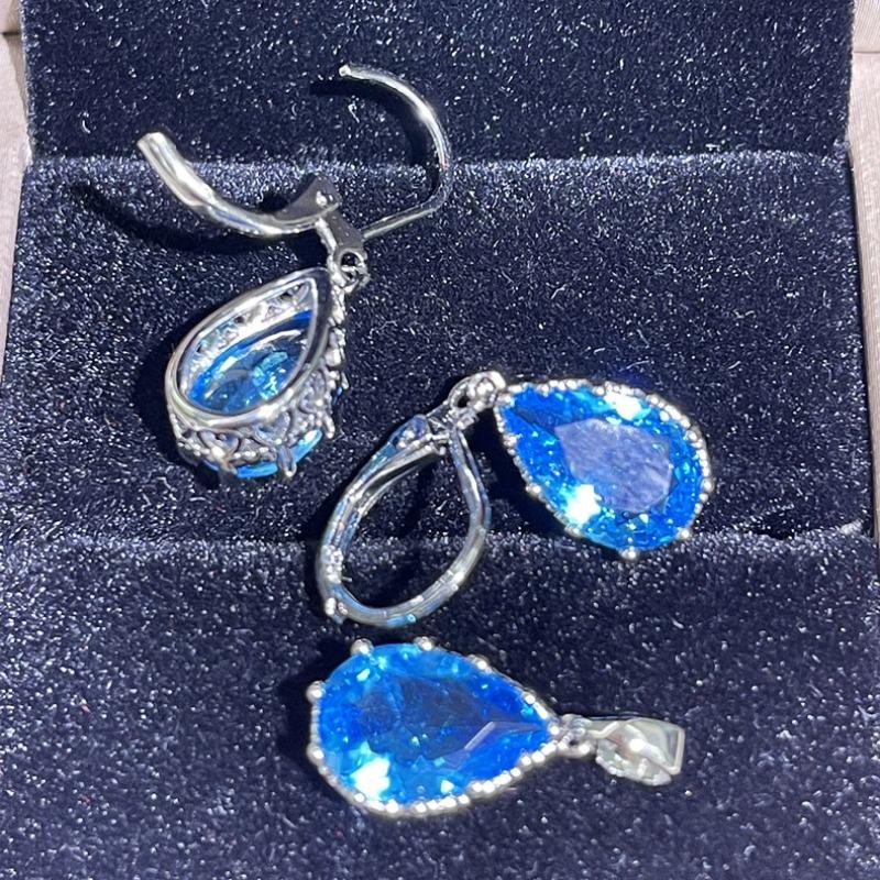 

Meier French style earring and necklace set - aaa cubic zirconia crystal inlaid geometric hollow-out exquisite jewelry