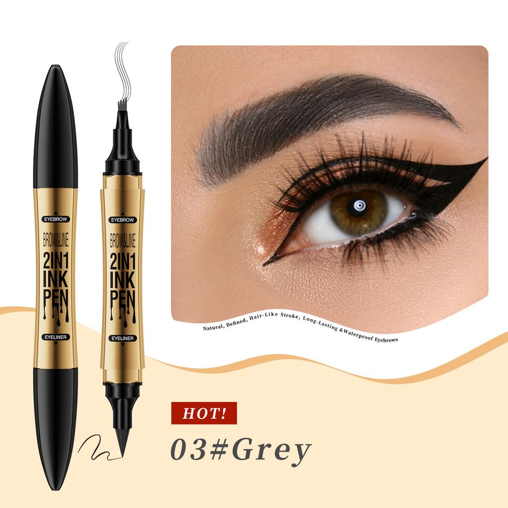 Double Head Four-Pronged Eyebrow Pencil + Eyeliner Quick-Drying Waterproof Eyebrow Pencil