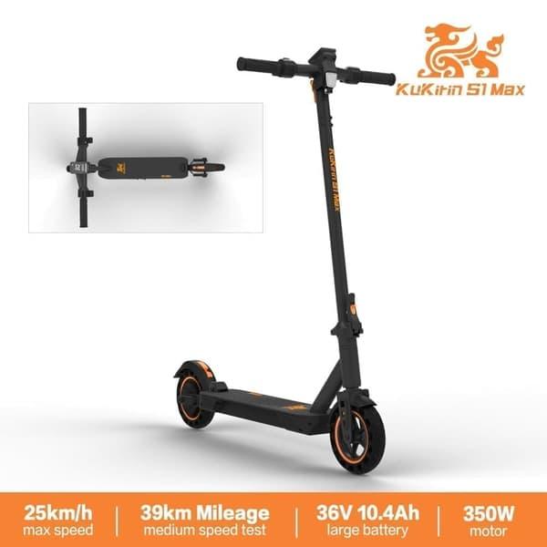 KuKirin S1 Max Electric Scooter - 28km/h High Speed, 39km Long Range, 350W Motor, IP54 Waterproof & Dual Brakes(NO ABE)