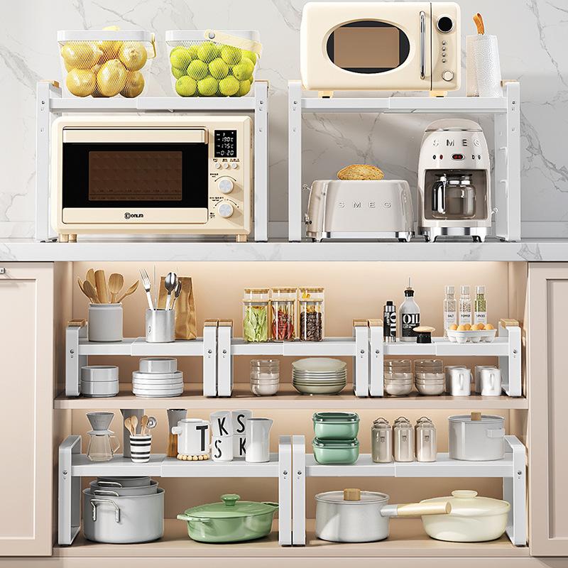 006-ZWJ-70139A-WH Cabinet Storage Shelf Household Countertop Storage Rack for Kitchen Spice Microwave