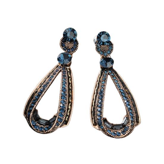 

Серьги-капли в винтажном стиле, форма капли воды, тонкая работа, синий камень, груша