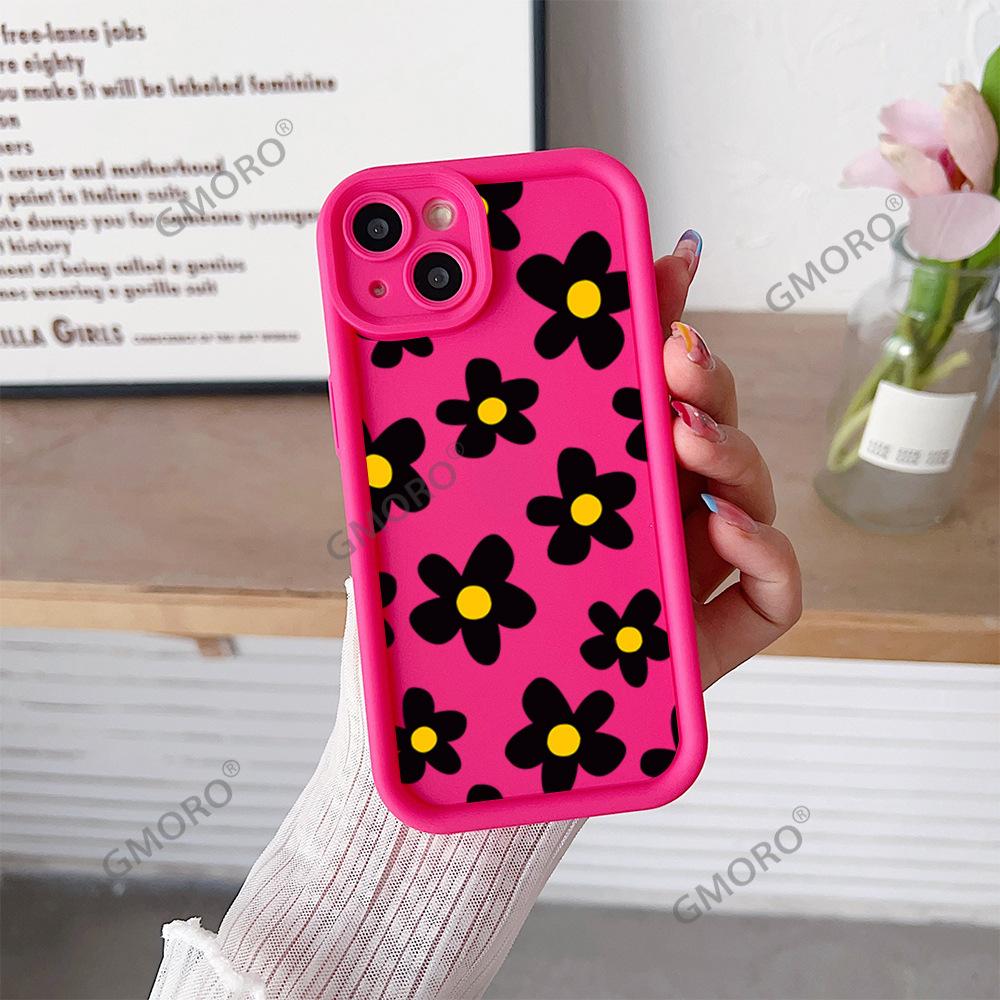 South East Asia Full Screen Black Flower Mobile Phone Case iPhone17 Girls High Value Apple 16pm Silicone Case