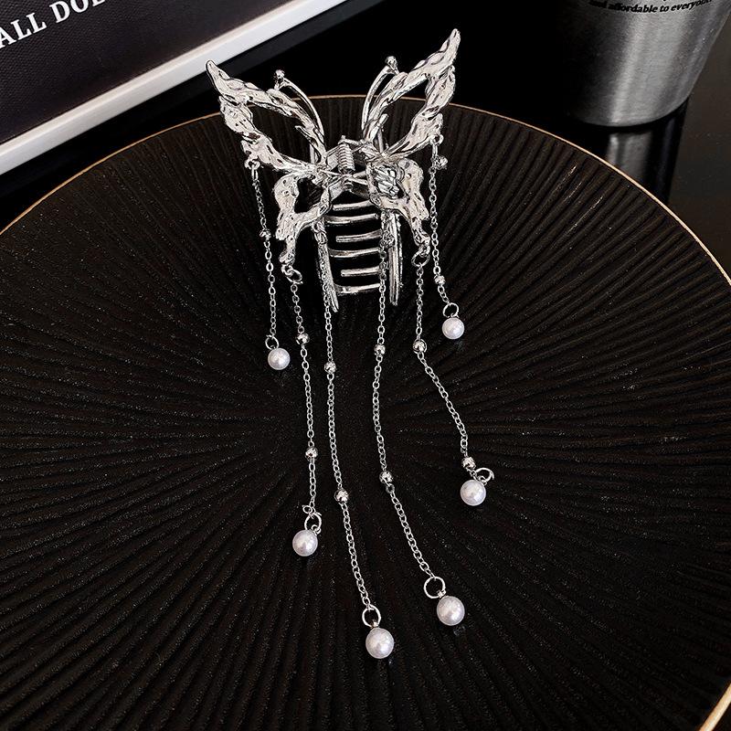 

Трендовая заколка-краб для волос с кисточкой-бабочкой, сплав, жемчуг, женская корейская модная заколка для волос, аксессуары для волос для хвостика, головной убор