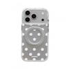 Transparent Matte Phone Case With White Polka Dots IPhone 17 16 Pro Max 15 Series 360 Rotating Stand Soft TPU Shockproof Cover