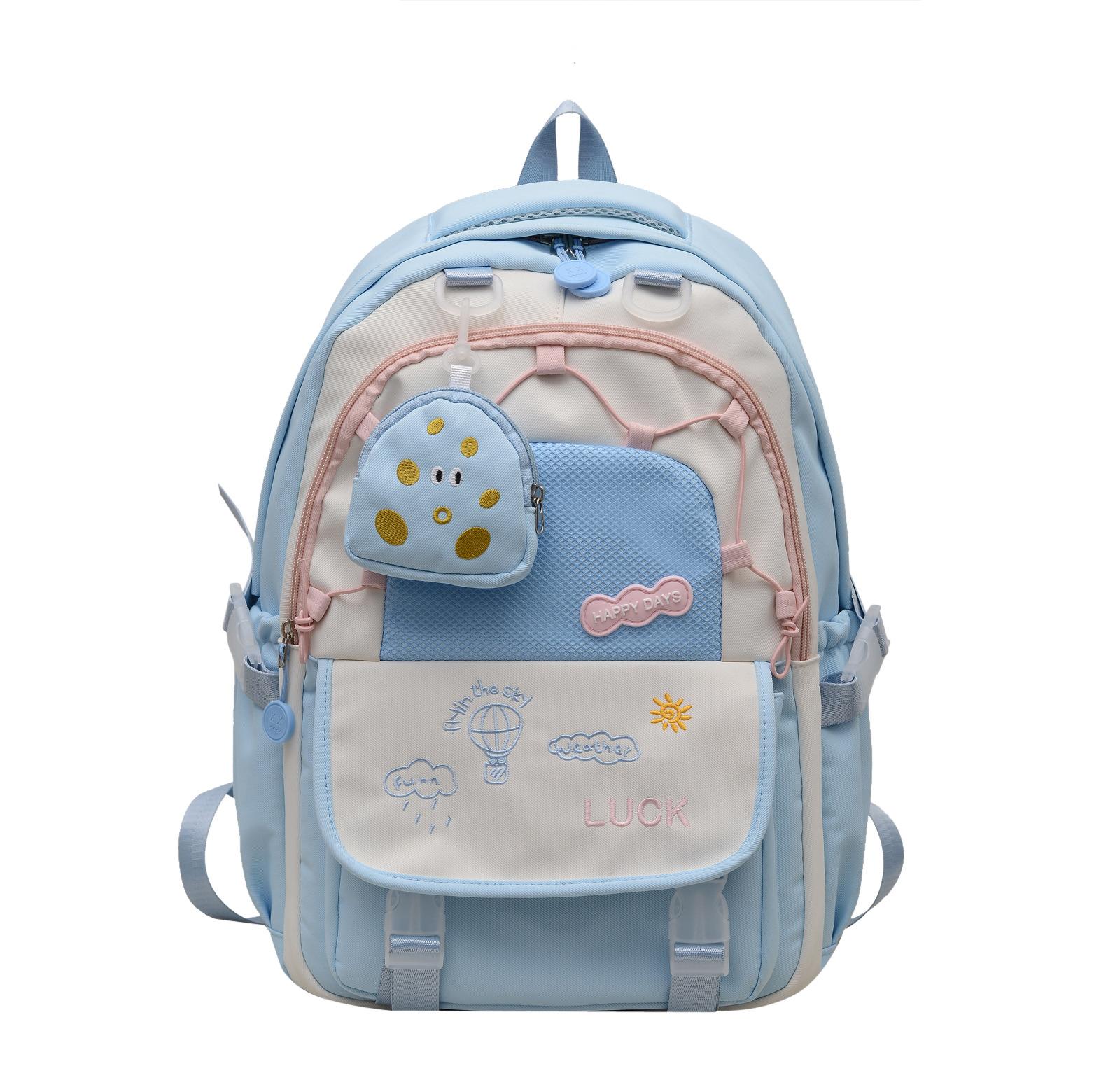 

Школьный рюкзак Macaron для девочки Рюкзак для новых учеников начальной школы большой вместимости Рюкзак для учениц средней школы Рюкзак для старшеклассниц синий