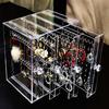 Jewelry Organizer, Large Capacity Earring Holder, Necklace Display Box with Drawer, Clear Storage