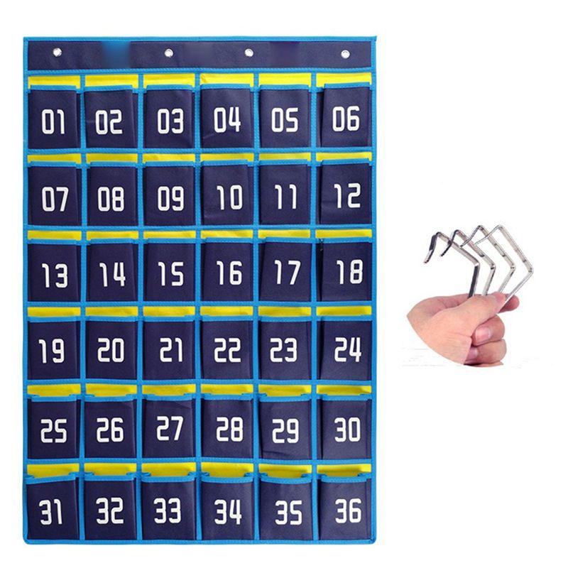 A84E-4X 36 Numbered Pockets Chart Cell Phone Hanging Organizer Hanging Storage Bag For Classroom Calculator Phone Holders