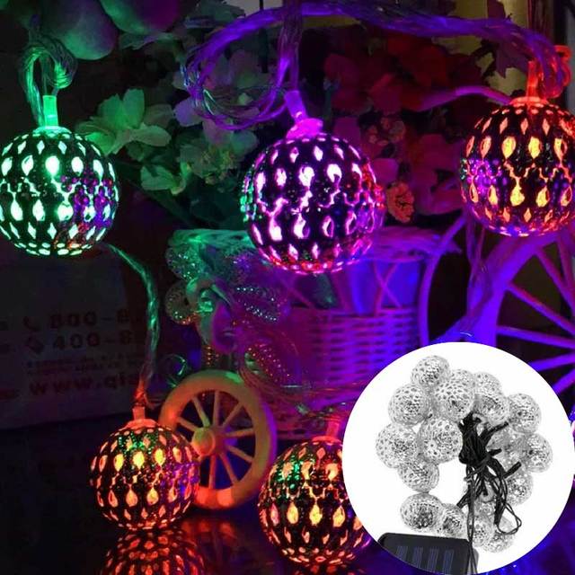 Solar String Lights 20/30 LED Globe Hanging Lights Multicolor Moroccan Lamp Outdoor Indoor Decoration for Patio Garden Party