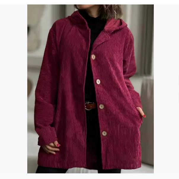 

Женская осенне-зимняя свободная вельветовая повседневная куртка с капюшоном XS