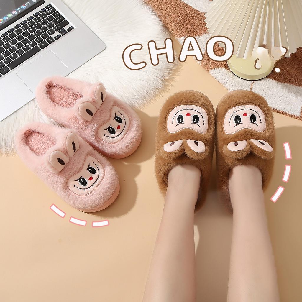 Winter Warm Lovely Frog Cotton Slippers Student Anti Slip Animals Home Platform Plush Slipper Women Funny Outdoor Shoes