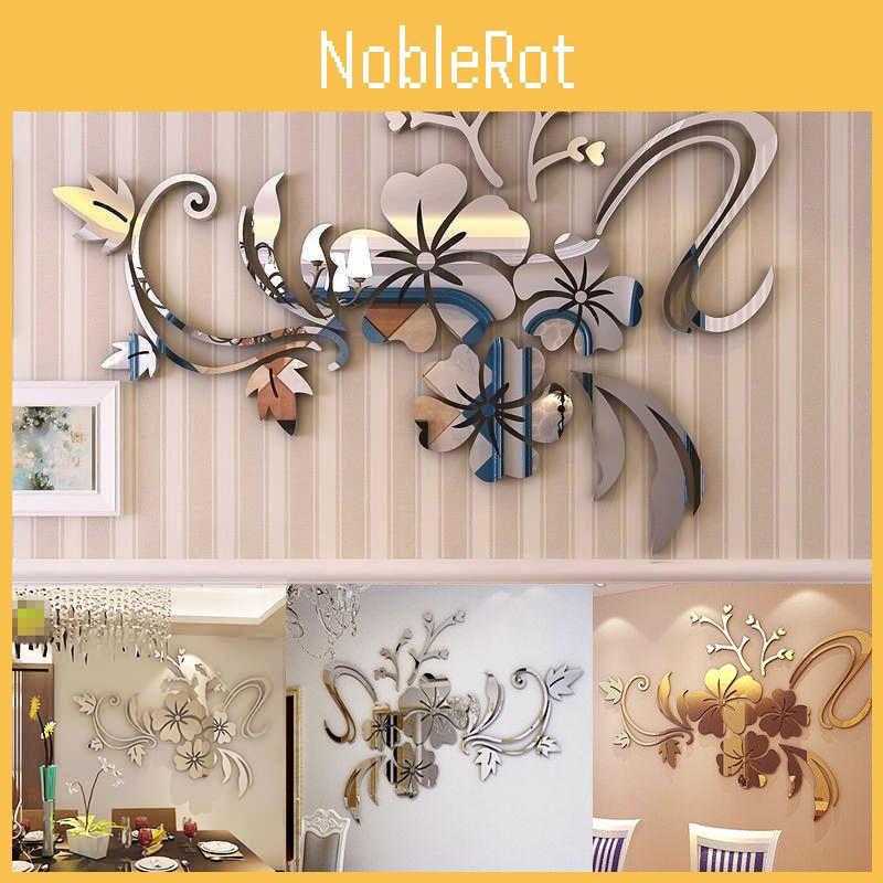 Exquisite Removable 3d Mirror Flower Art Wall Sticker For Stunning Home Decoration