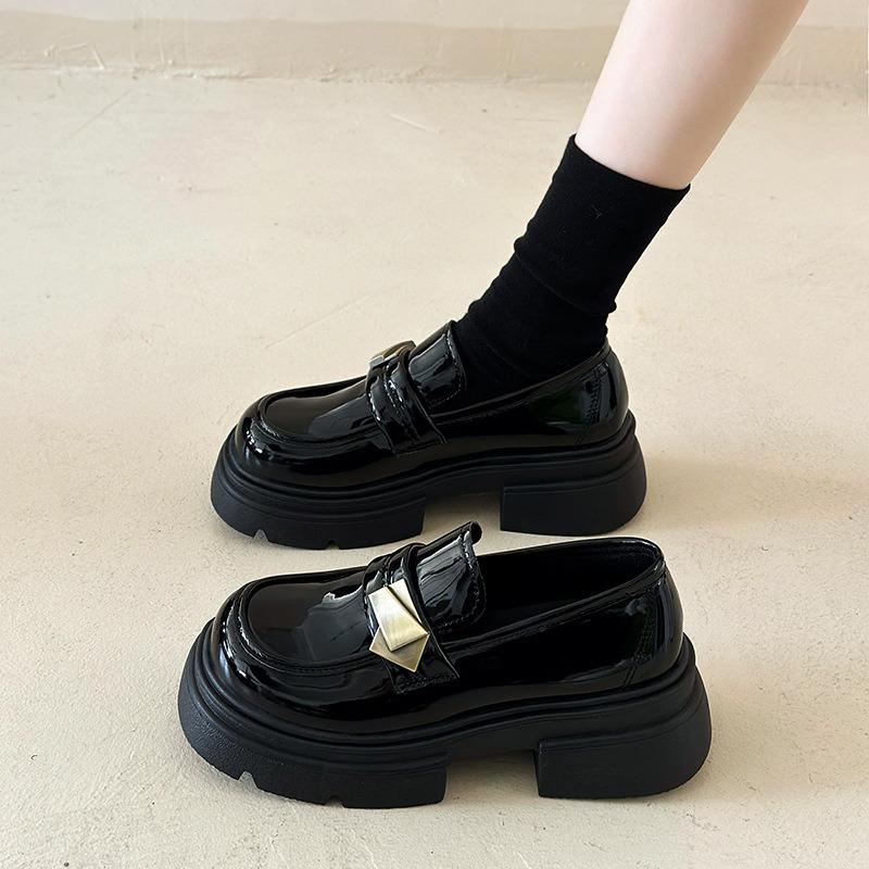 Black Platform Small Leather Shoes Women's Spring New Casual Versatile Retro Mary Jane New