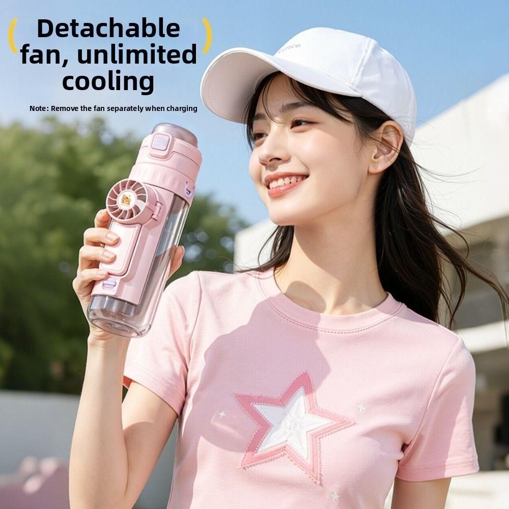 Detachable Fan Hydration Spray Fan Cup Leak-proof Sports Drinking Bottle Outdoor Sports