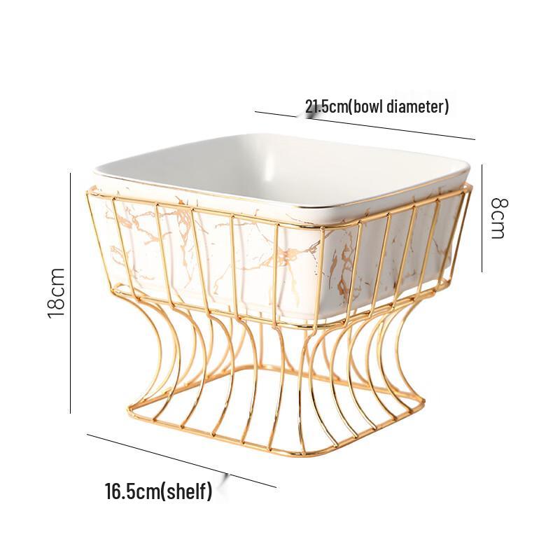 Керамический квадратный салатник Qianxing с золотым мраморным узором и подставкой (Набор из 2)