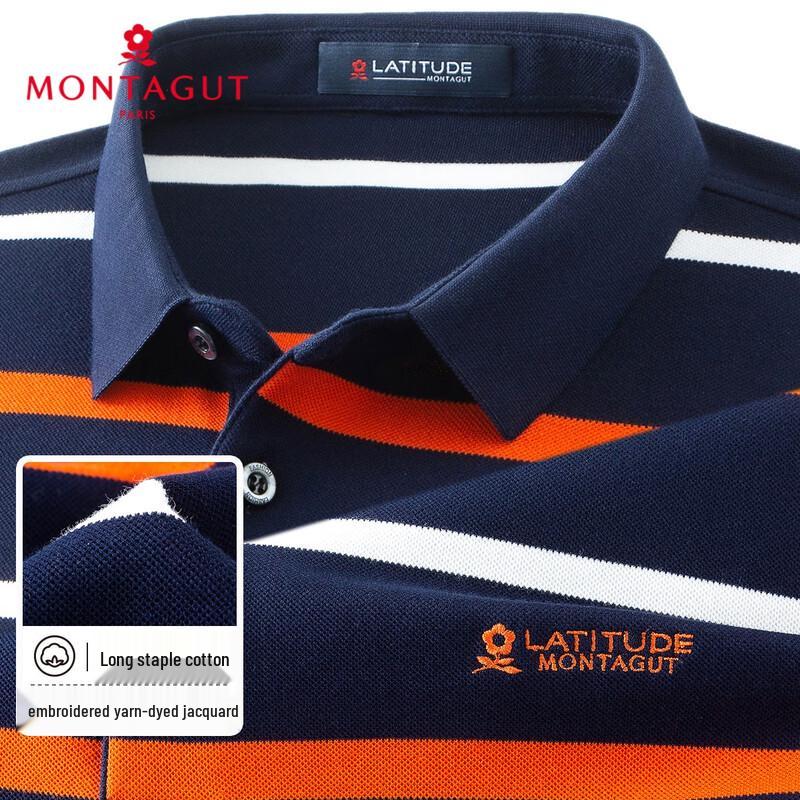 MONTAGUT Men's Pure Cotton Long Sleeve Business Casual Polo Shirt