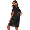 Women Hollow Knit Dress Short Sleeve Beach Dress Coast Bikini Cover-ups Sun Protection Clothing