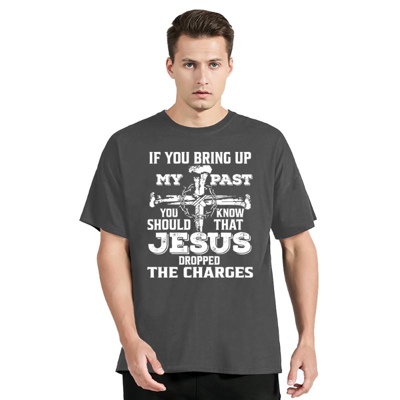 Ježíš zrušil obvinění Potisk T-shirt Vtipné Pánské oblečení Nadměrné tričko Kulatý výstřih Bavlněné tričko Nová móda Streetwear Topy