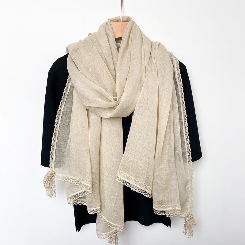 Eșarfă Subțire de Modă High-end Nouă de Primăvară și Vară Design Trendy Nișă Eșarfă cu Fundă din Dantelă