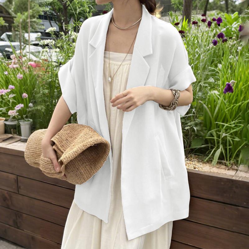 ZANZEA Womens Summer Solid Color Casual Short Sleeve Cardigan Tops