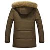 Men's  Winter Zipper Warm Down Jacket Hooded Plush Solid Color  Cotton Coat