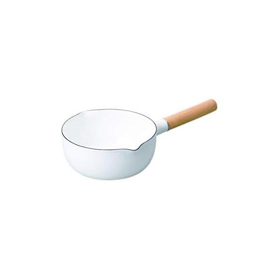 Pearl Metal Crevia Enamel Yukihira Pot 18cm White