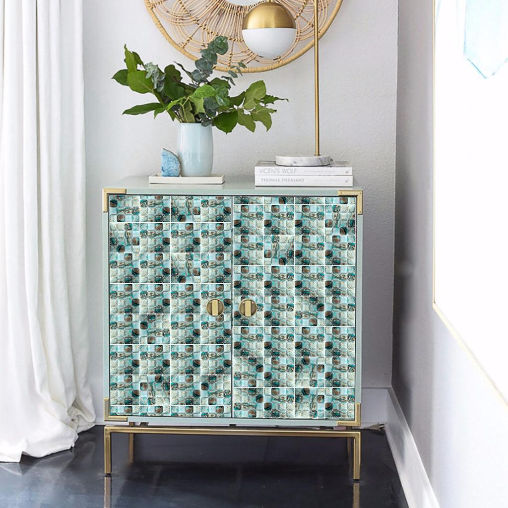 50pcs 3D Waterproof Self-Adhesive Mosaic Tile Wall Stickers, Easy to Install, Suitable for Kitchen Bathroom and Home Decoration