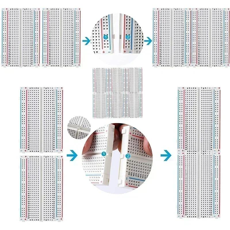 MB102 Breadboard Stromversorgungsmodul 3,3V/5V MB-102 830 Punkte Prototypen-Breadboard + 65 Stück Jumper-Kabel DIY für Arduino-Kit