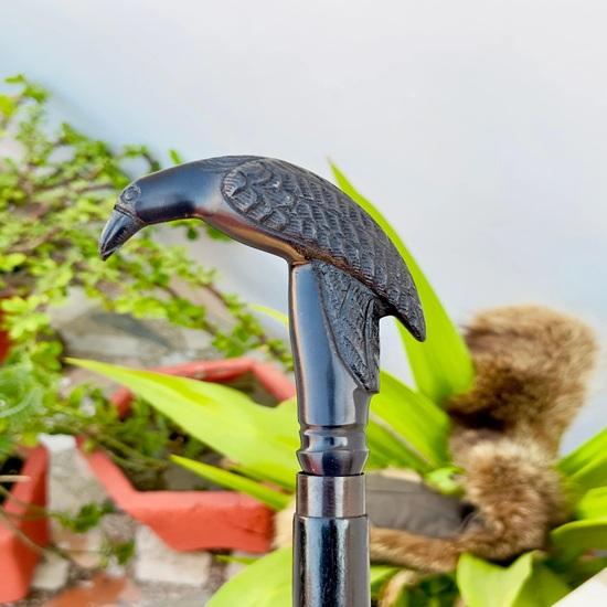 91.44 cm Victorian Handcrafted Walking Stick Cane, Raven Crow Handle walking stick, Wooden cane, Birthday gift, Christmas gift