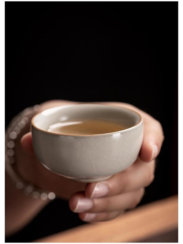 High-End Ru Kiln Ceramic Kung Fu Tea Set - Luxury Gaiwan Teapot, Tray, and Cups for Home.