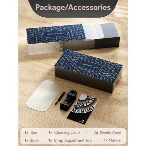 EUTOUR Men's Magnetic Watch with Ball Bearing Design, Minimalist Casual Quartz Movement, Waterproof, 40mm, Black Dial, Black Stainless Steel Band