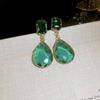 Light luxury artificial crystal zircon water drop silver needle earrings French temperament earrings