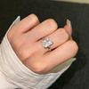 High Carbon Diamond S925 Sterling Silver Zircon Ring for Women - Super Shiny, Square Oval Design, High Quality