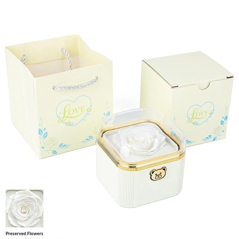 Fashion Cute Flip Necklace Box Romantic Dustproof Rotating Rose Box Automatic Plastic Necklace Storage Case Birthday