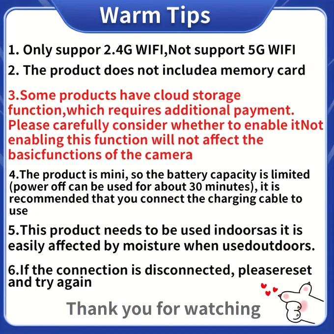 Wireless Mini WiFi Security Camera with Night Vision, Motion Detection, Rechargeable Battery, Easy Installation, 480P Magnetic Mount