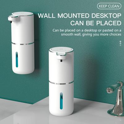Dispensador automático de jabón sin contacto, dispensador de jabón espumoso de 380 ml, recargable por USB, eléctrico, con 4 niveles de ajuste