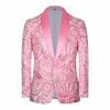 Mens Paisley Embroidered Sequin Suit Jacket Shiny Blazer