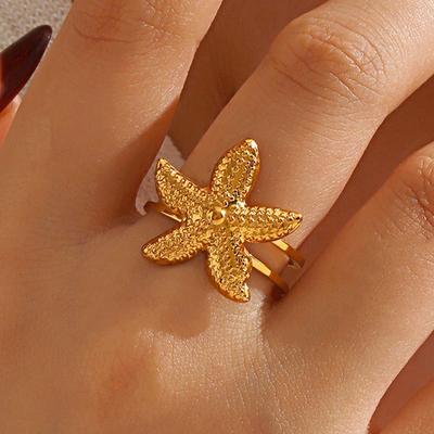 Stainless Steel Starfish Open Rings for Women Minimalist Marine Elements Adjustable Joint Ring Retro Versatile  Gift 2025