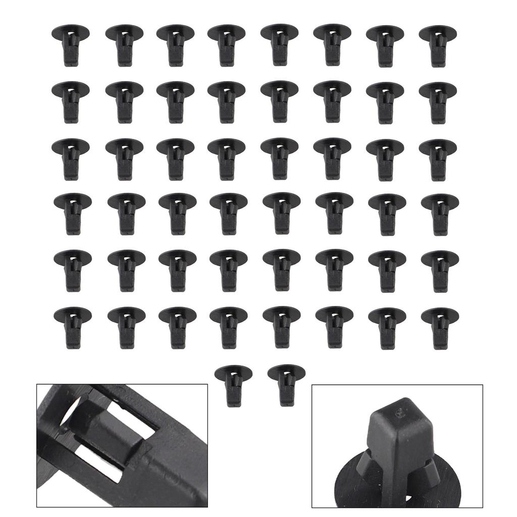 50pcs Car Fender Liner Clip Screw Grommet Clamp Auto Fasteners-Set Black