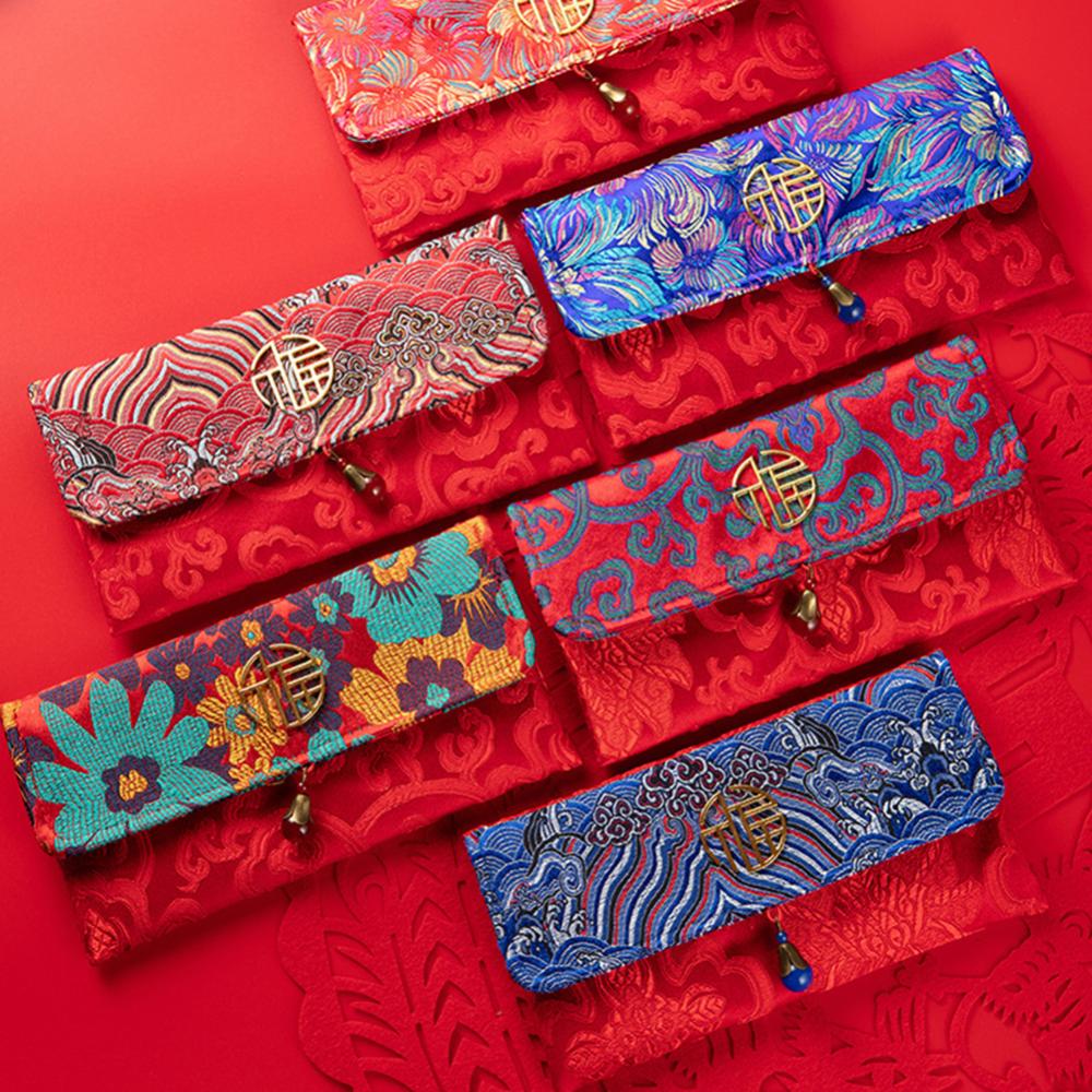 Chinese Style Lucky Money Bag Cloth Floral Red Envelope New Year Packet New Year's Money Pocket Money Spring Festival Supplies