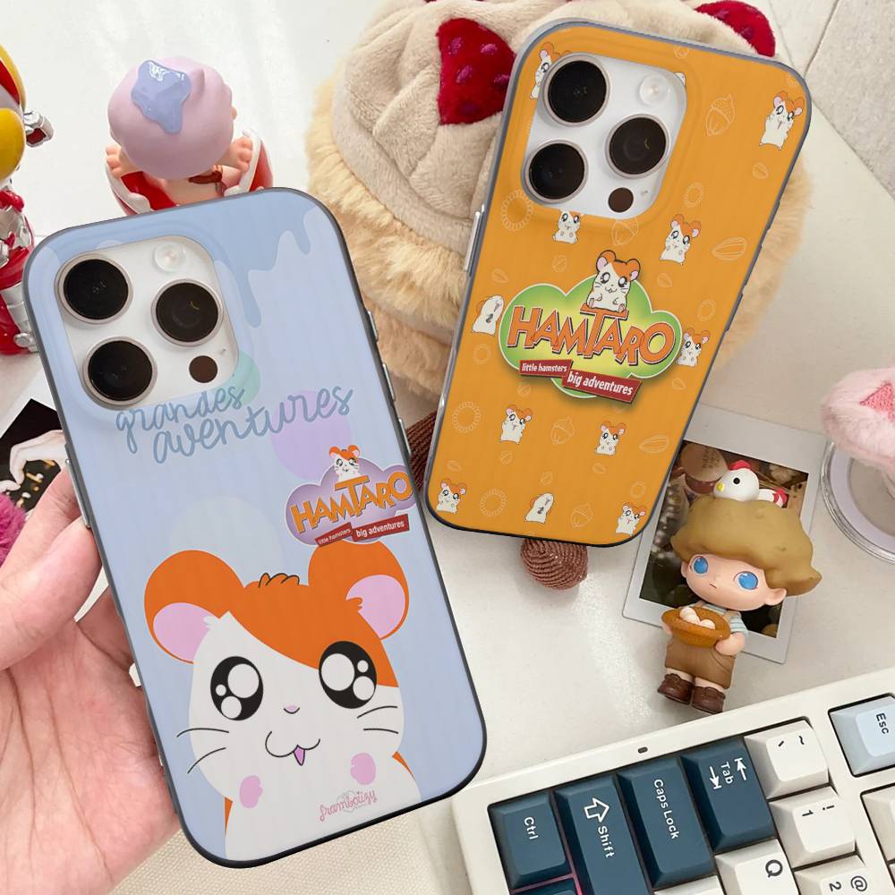 Hamtaro Cute Hamster Kawaii Lovely Corrugated Pattern Case For IPhone 16E SE4 12 17 16 15 14 13 11 Pro Max Stripe Cover