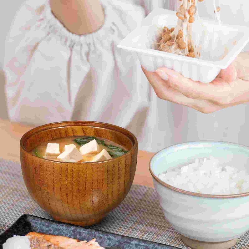 2 Pcs Ceramics Wooden Bowl with Lid Fettuccine Pasta Ramen Japanese Noodle Bowls