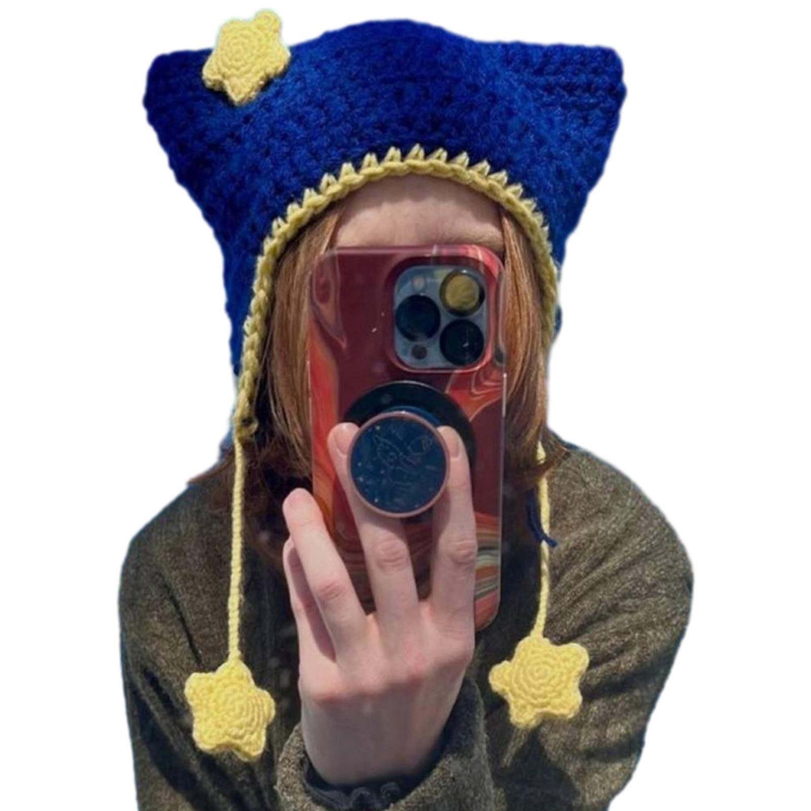 Adult Kids Knit Striped Cat Ear Hat Cute Students Outdoor Cycling Skiing Hat Winter Keep Warm Hat for Casual Wear 3