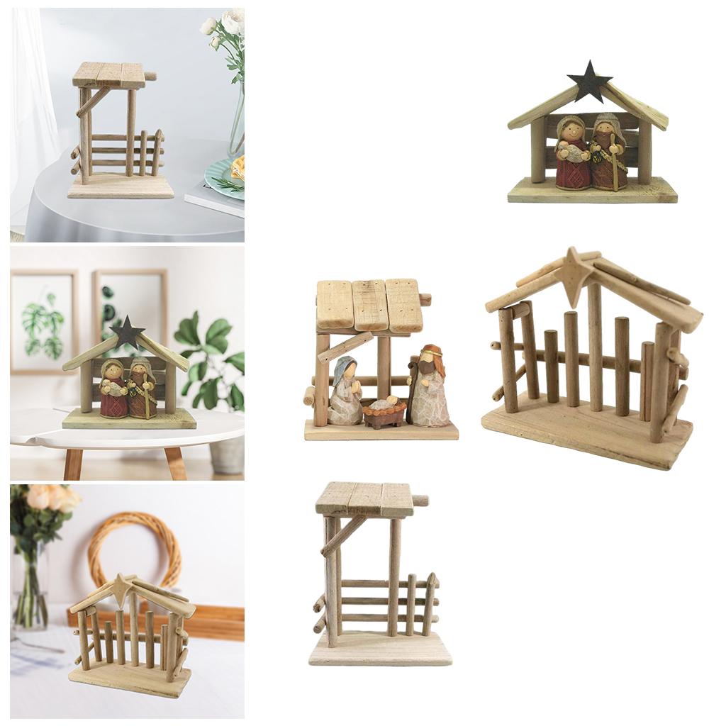 1pc Christmas Nativity Scene Figurines Statue Manger Ornament Home Office