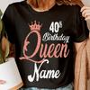 Personalised Birthday Queen Any Name & Age Hen Do Party Womens T-Shirts Top #DNE