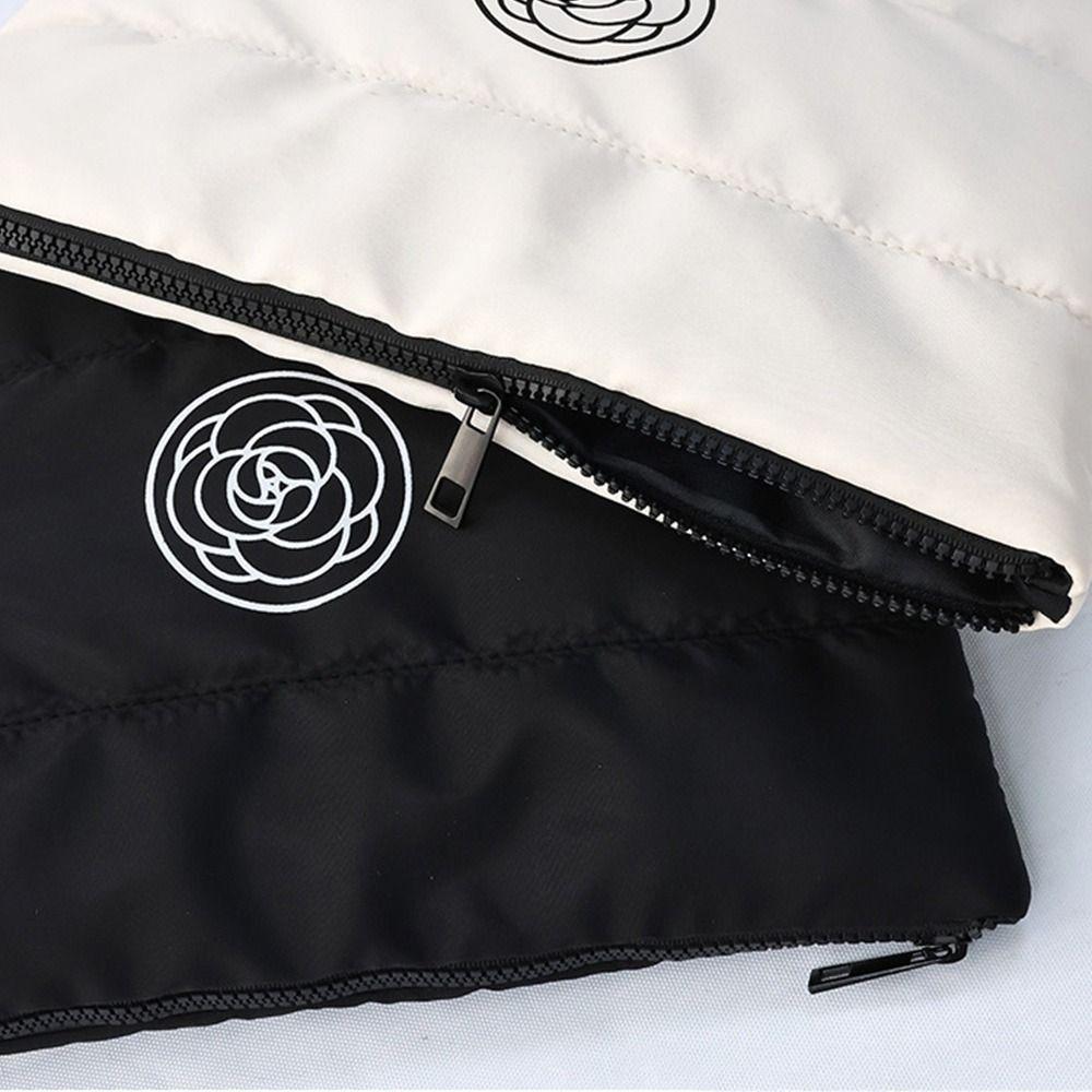 Fashion Cotton Floral Portable Makeup Bag Quilted Large capacity Cosmetic Storage Bag Solid Color Travel Toiletry Bag