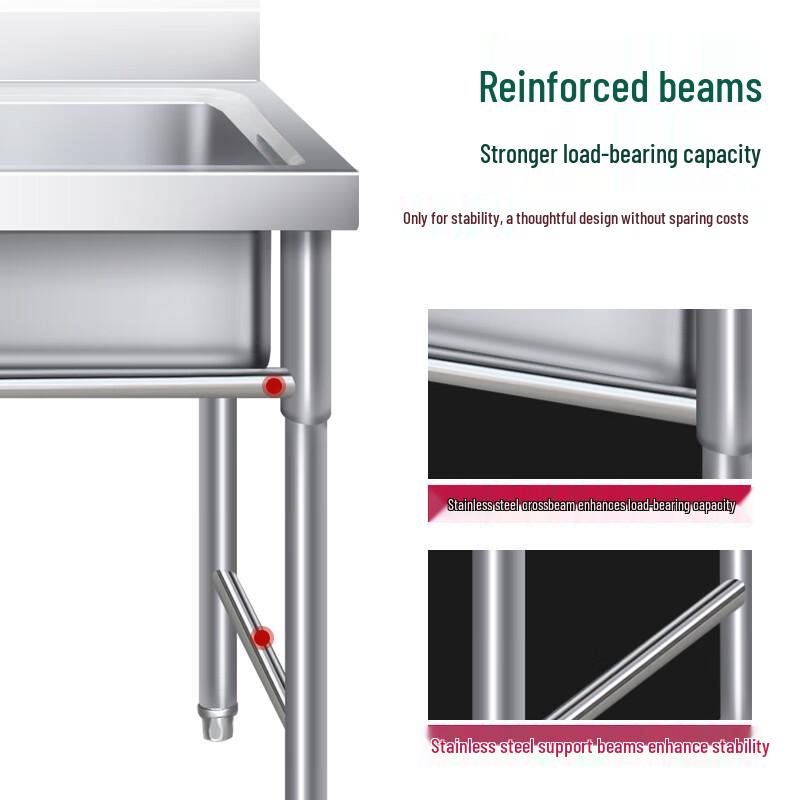 Kommerzielles Doppelbecken aus 304 Edelstahl mit Gestell